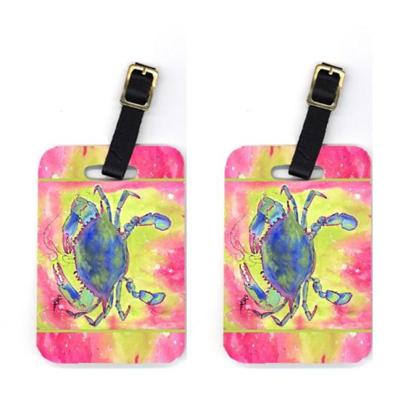 Crab Luggage Tags  Set of 2 Durable Bag Tags with Straps