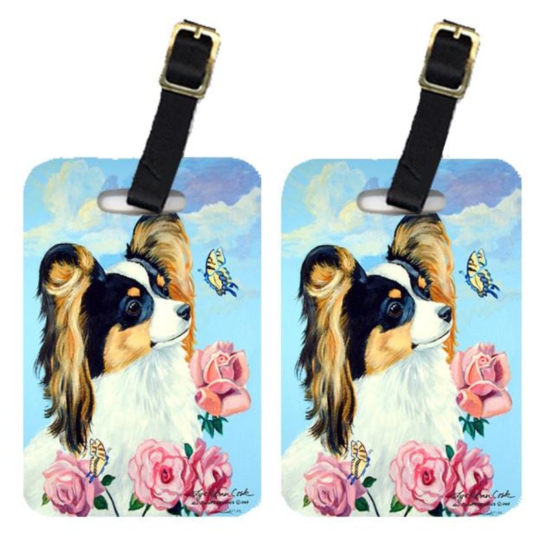 Papillon Luggage Tags  Set of 2 Durable Bag Tags with Straps
