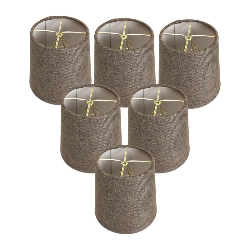 6"W x 5"H Set of 6 Chocolate Burlap Drum Chandelier Clip-On Lampshade
