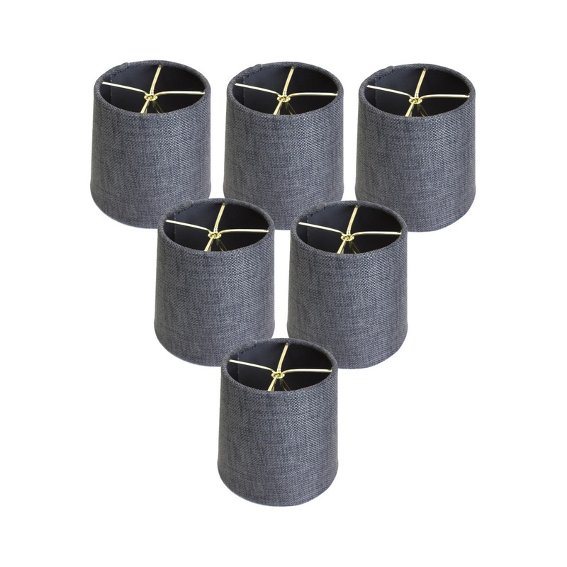 6"W x 5"H Set of 6 Granite Gray Burlap Drum Clip On Shade