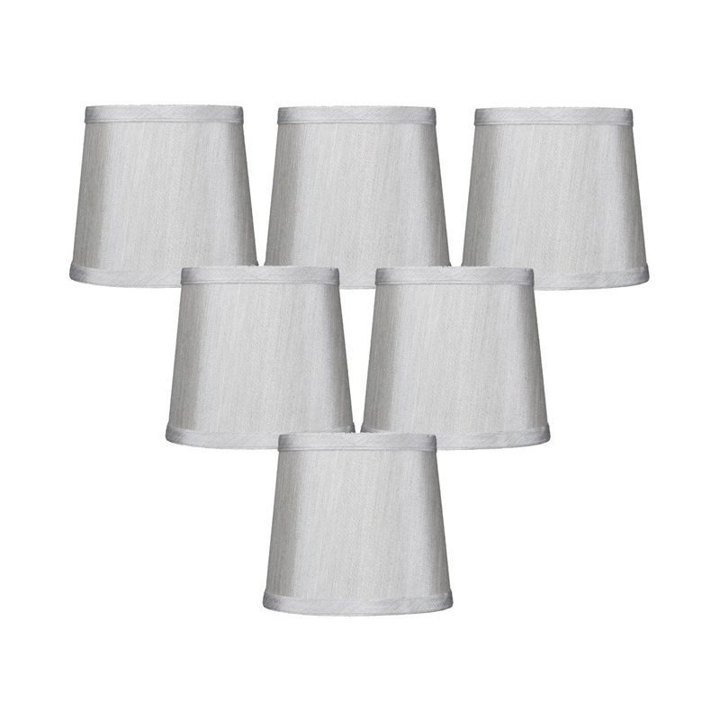 6"W x 5"H Set of 6 Gray Drum Chandelier Clip-On Lampshade