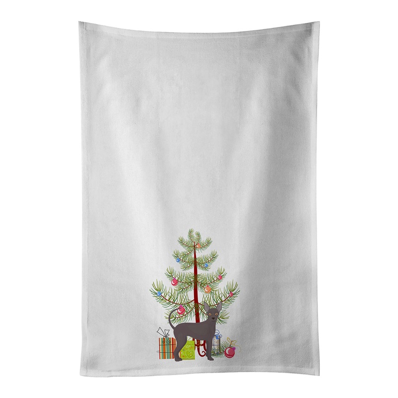 Abyssinian or African Hairless Dog Christmas Tree White Kitchen Towel Set of 2