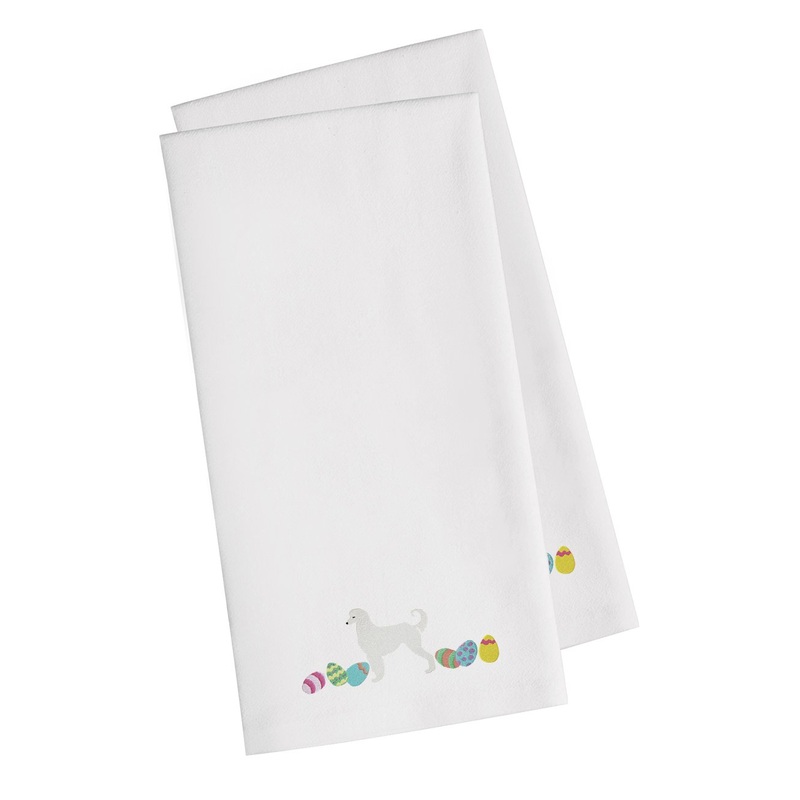 Afghan Hound Easter Embroidered Kitchen Towels - Set of 2 - Decorative Dish Towels CK1592WHTWE