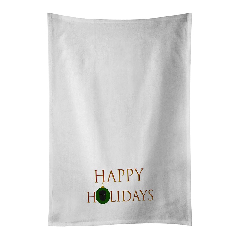 Affenpinscher - Dog Face Happy Holidays Christmas White Kitchen Towel Set of 2