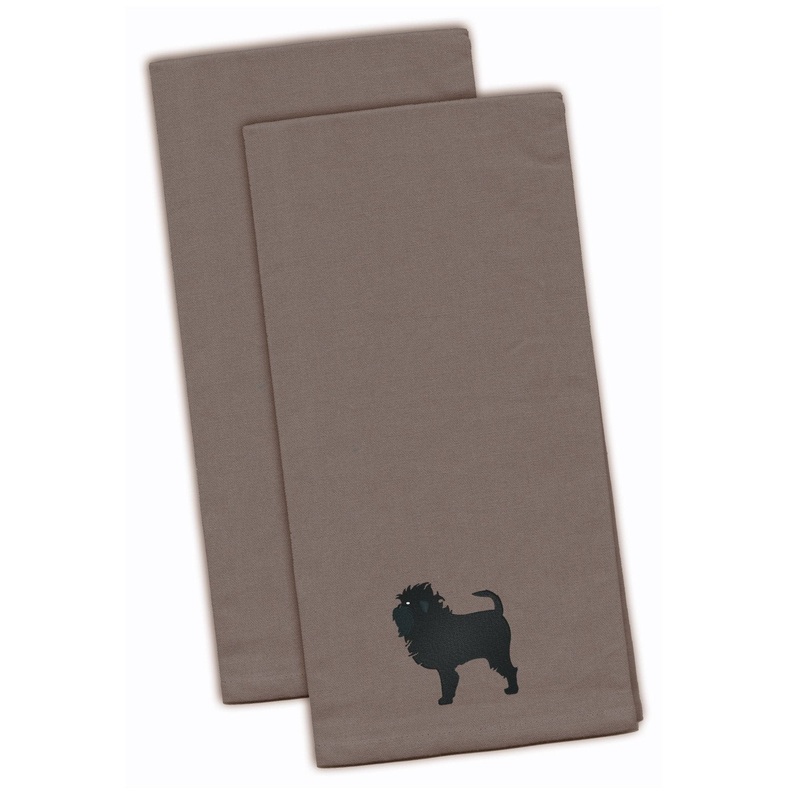 Affenpinscher Embroidered Kitchen Towels - Gray Decorative Dish Towels - Set of 2 BB3448GYTWE