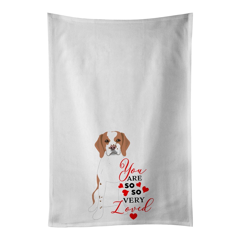 Beagle Red and White Red Ticked #1 so Loved White Kitchen Towel Set of 2