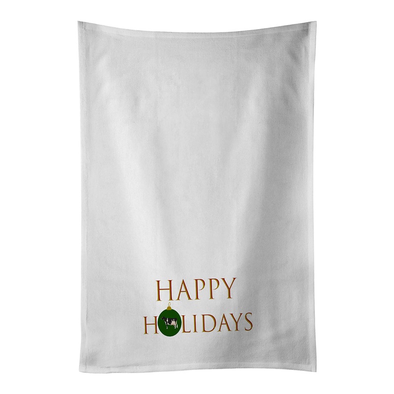 Cows - Holstein Cow Happy Holidays White Kitchen Towel Set of 2