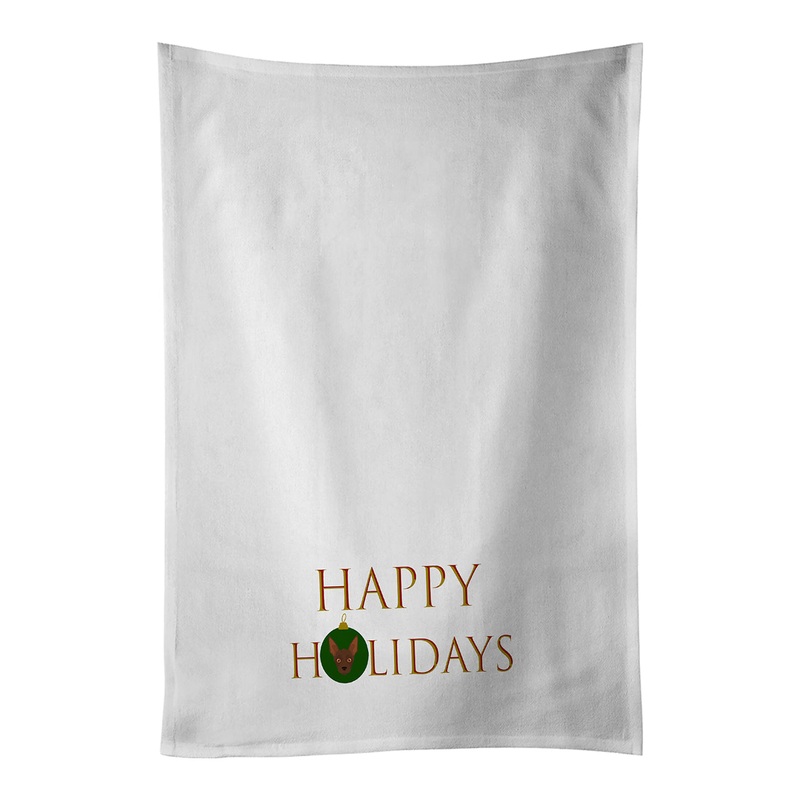 Abyssinian Sand Terrier - Dog Face Happy Holidays Christmas White Kitchen Towel Set of 2