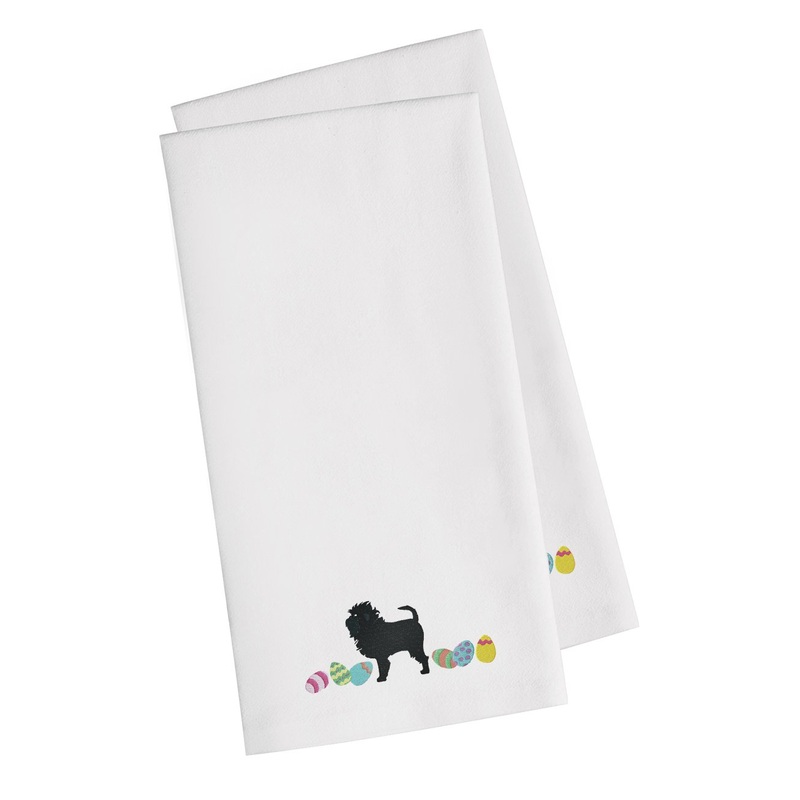 Affenpinscher Easter Embroidered Kitchen Towels - Set of 2 - Decorative Dish Towels CK1591WHTWE