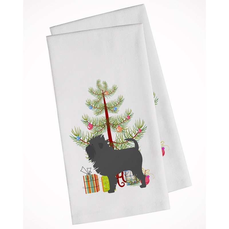 Affenpinscher Merry Christmas Tree Kitchen Towels  Set of 2 - Decorative & Absorbent Cotton | BB2966WTKT