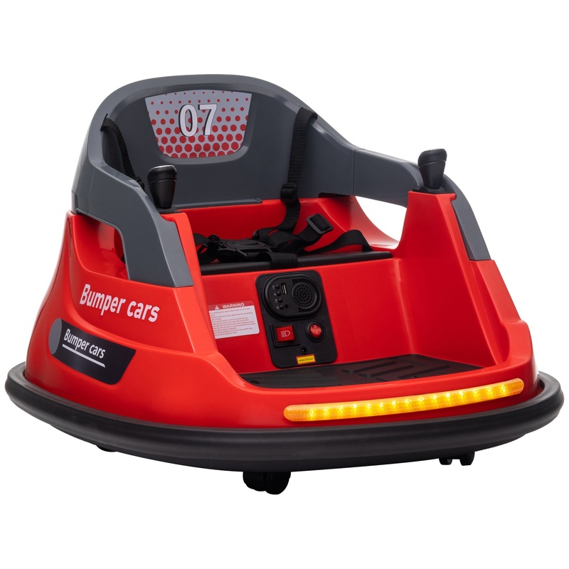 12V Bumper Car for Kids 1.5-5 Years Old, Electric Ride On Bumper with 360 Degree Spin, Remote Control, LED Lights and Music, Red