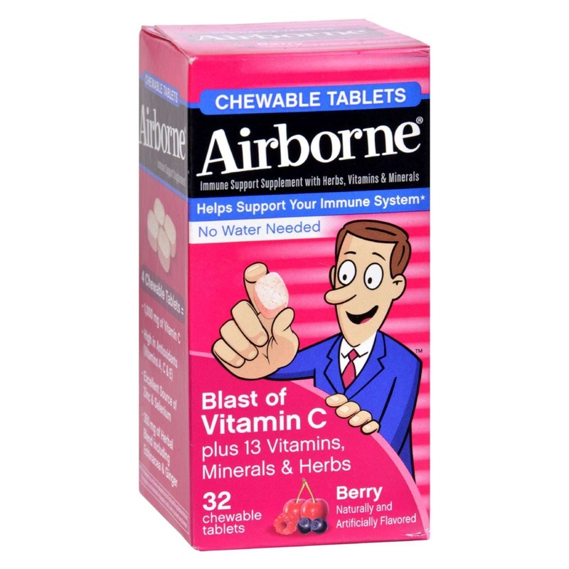 Airborne Fast-Acting Immune Support Chewable Tablets with Vitamin C - Berry Flavor (32 Count)