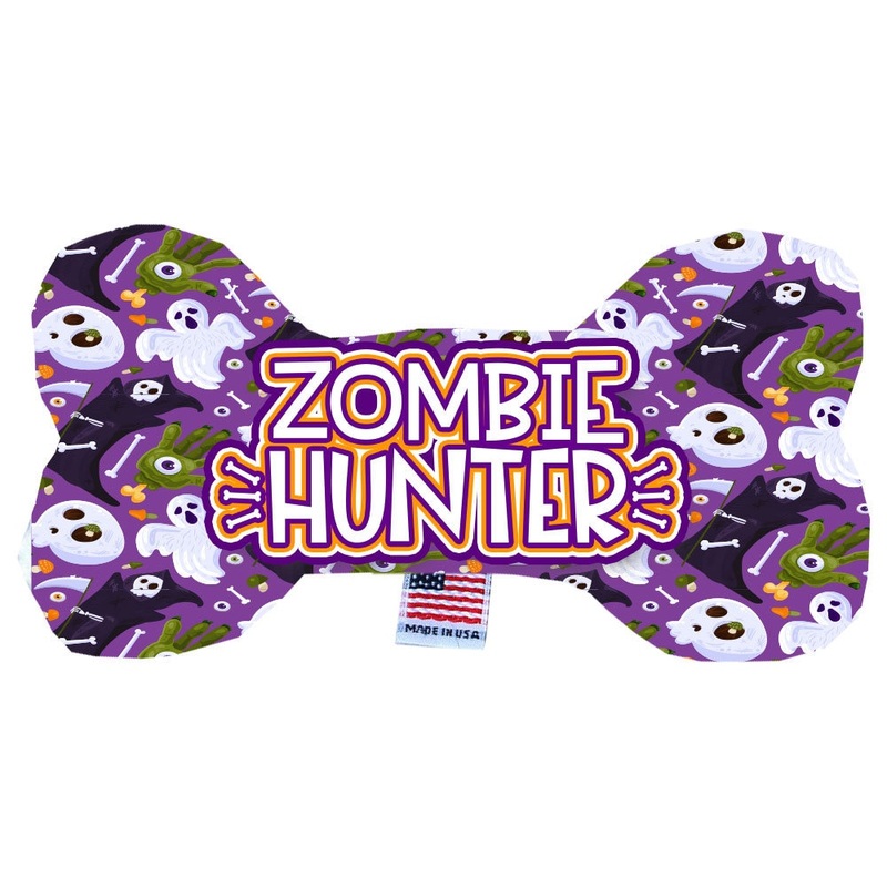Halloween Pet & Dog Plush Bone Toy, "Zombie Hunter"