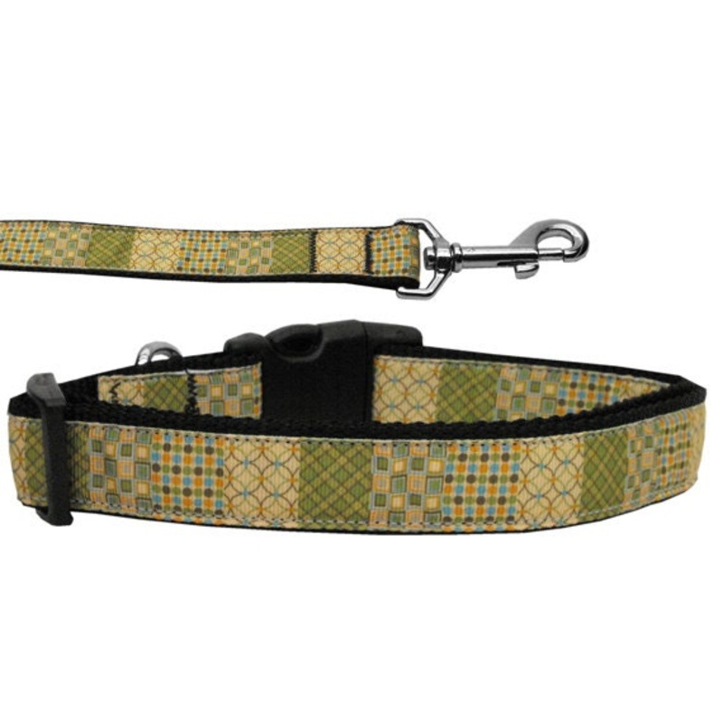 Pet Dog & Cat Nylon Collar or Leash, "Beige Chaos"