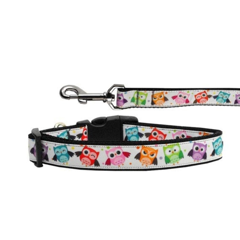 Pet Dog & Cat Nylon Collar or Leash, "Bright Owls"