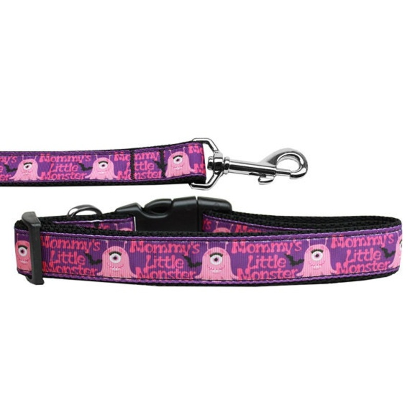 Pet Dog & Cat Nylon Collar or Leash, "Mommy's Little Monster"