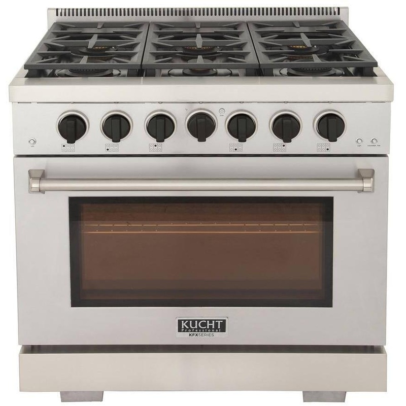 KUCHT 36 Inch Liquid Propane, All Gas Freestanding Range in Stainless Steel KFX360/LP-K