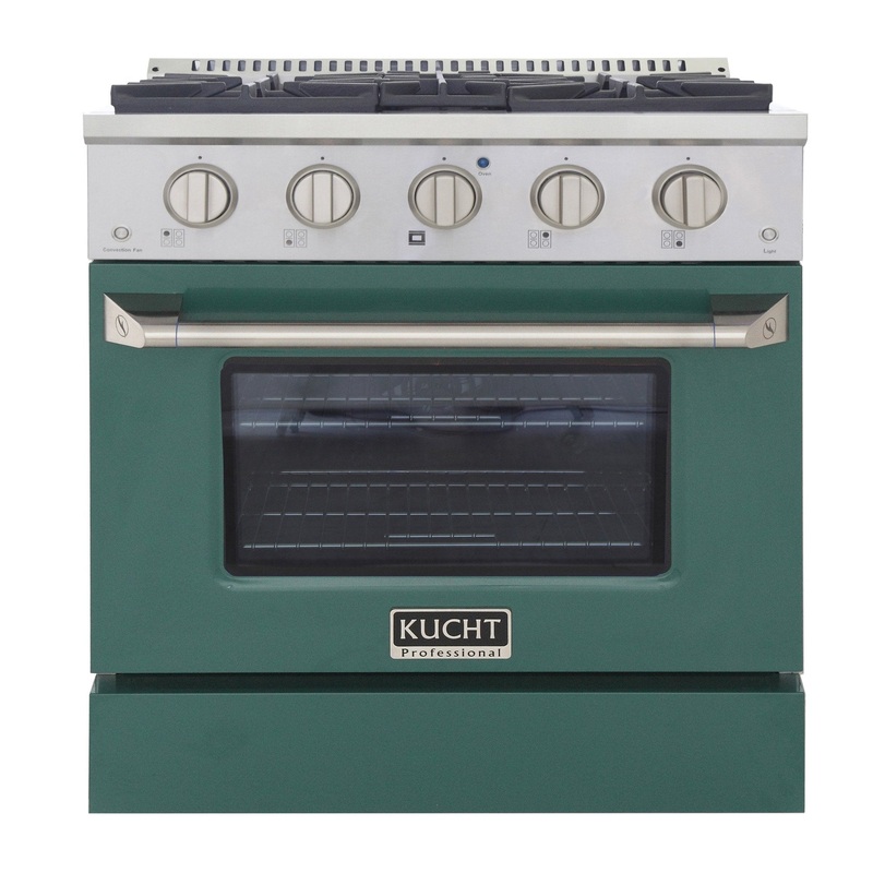 Kucht 30" Gas Range in Stainless Steel with Green Oven Door, KNG301-G