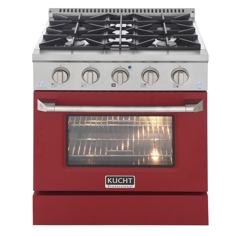 Kucht 30" Gas Range in Stainless Steel with Red Oven Door, KNG301-R