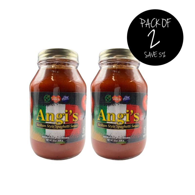 Angi's Sicilian Style Spaghetti Sauce | Pack of 2 | 33 oz | Gluten Free | Brenmar