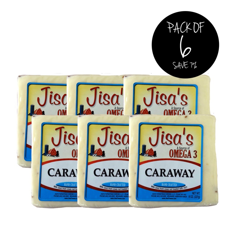 Caraway Cheese Block | Pack of 6 | 8 oz | Jisa's Farmstead Cheese