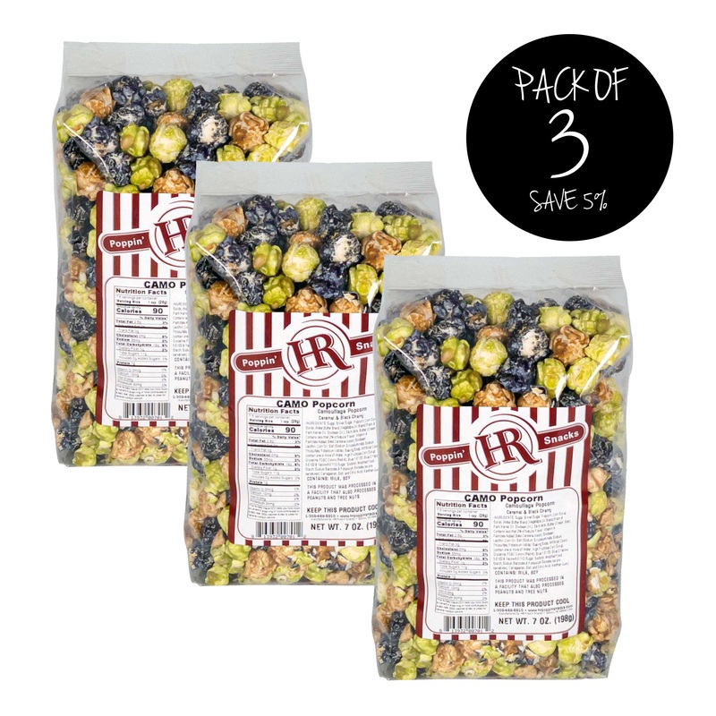Camo Popcorn | Pack of 3 | 8 oz | Pack of 3 | HR Poppin' Snacks