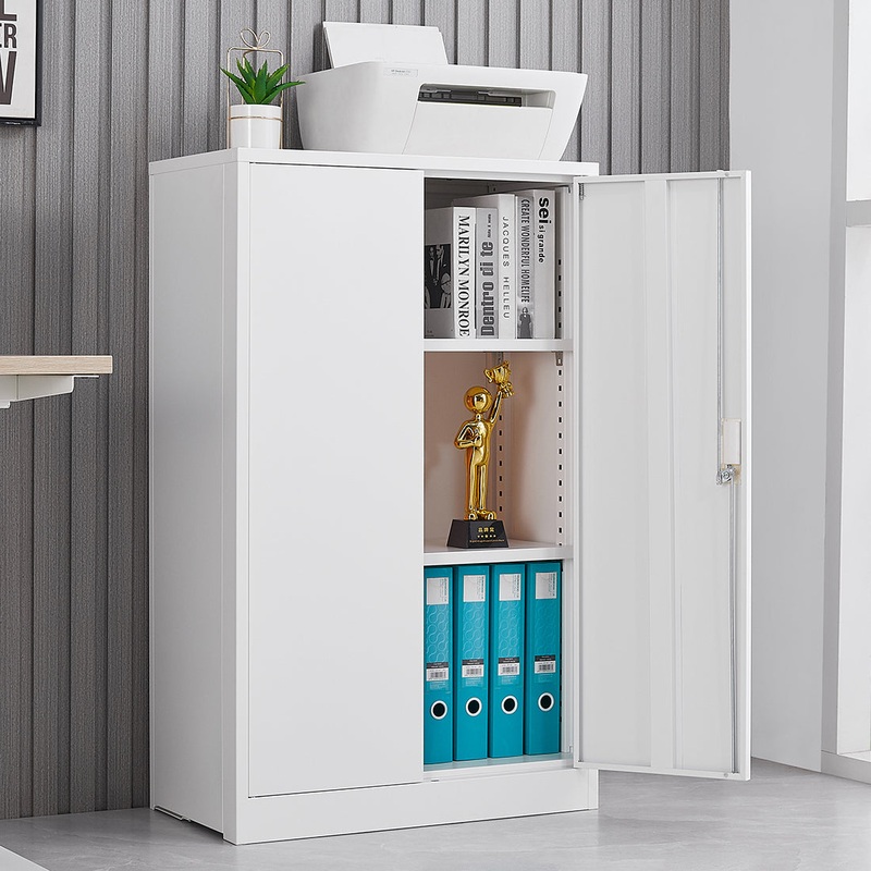 Metal Storage Cabinet with Locking Doors and Adjustable Shelf, Folding Filing Storage Cabinet, Folding Storage Locker Cabinet for Home Office, School, Garage, White