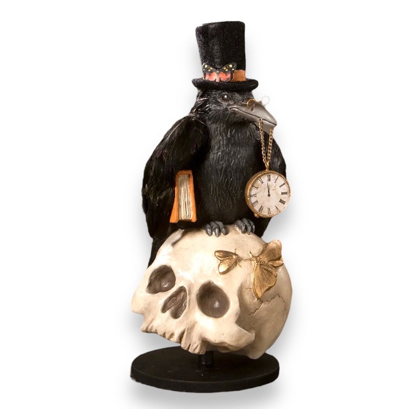 Midnight Crow On Skull by Bethany Lowe Designs