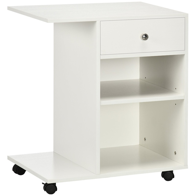 Vinsetto Mobile Printer Stand, Rolling File Cabinet Cart with Wheels, Adjustable Shelf, Drawer and CPU Stand, White