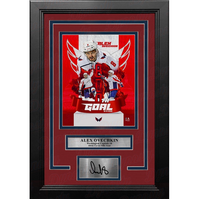 Alex Ovechkin Washington Capitals 800th Career Goal 8x10 Framed Hockey Photo with Engraved Autograph