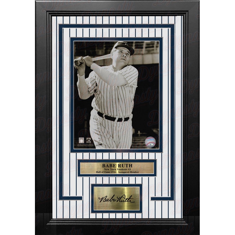 Babe Ruth in Action New York Yankees 8" x 10" Framed Baseball Photo with Engraved Autograph