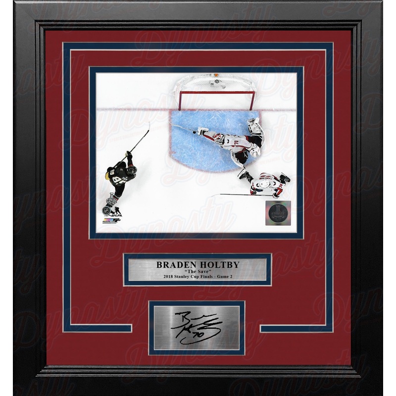 Braden Holtby 2018 Stanley Cup Finals Save Capitals 8x10 Framed Hockey Photo with Engraved Autograph