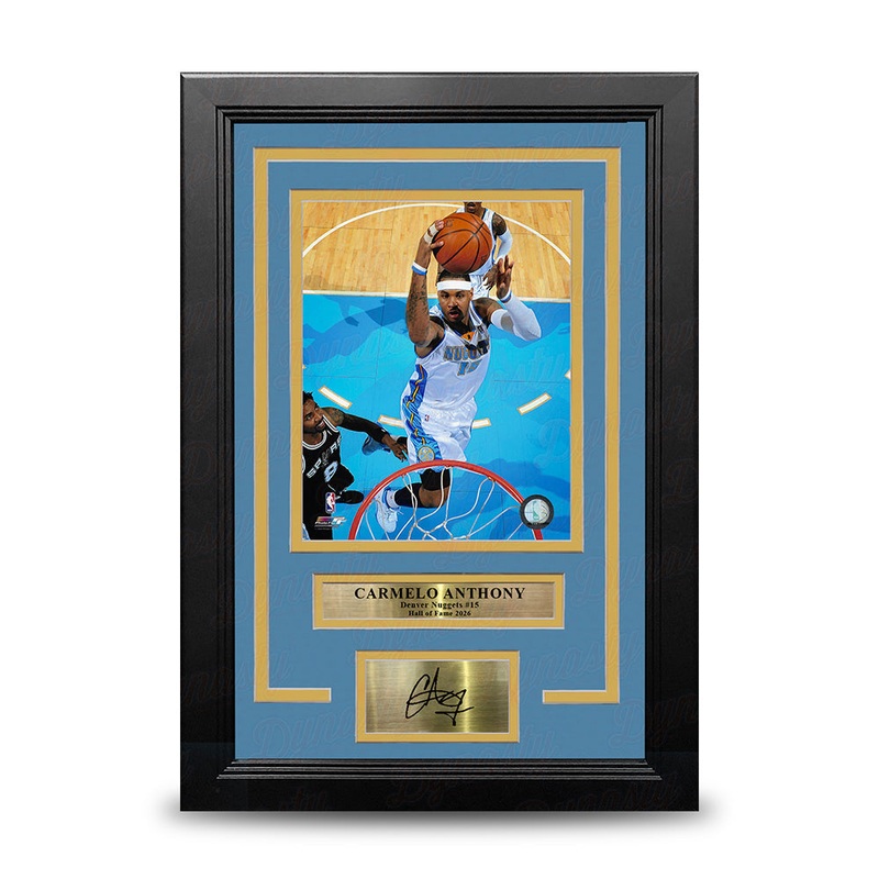 Carmelo Anthony Rim Cam Denver Nuggets 8x10 Framed Basketball Photo with Engraved Autograph
