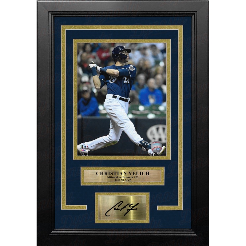 Christian Yelich in Action Milwaukee Brewers 8" x 10" Framed Baseball Photo with Engraved Autograph