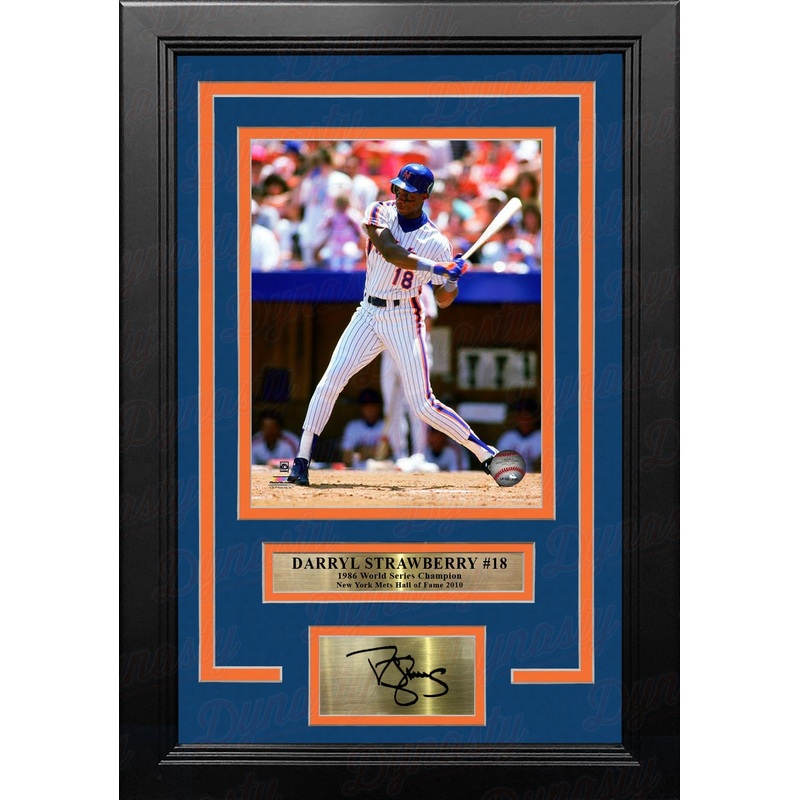Darryl Strawberry in Action New York Mets 8" x 10" Framed Baseball Photo with Engraved Autograph