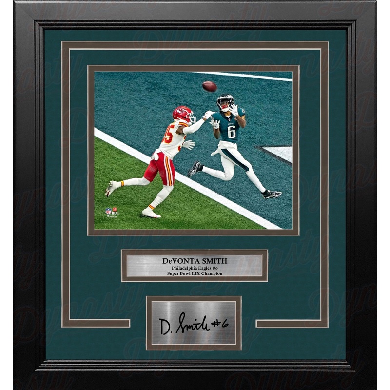 DeVonta Smith Philadelphia Eagles Super Bowl LIX Touchdown 8x10 Framed Photo with Engraved Autograph