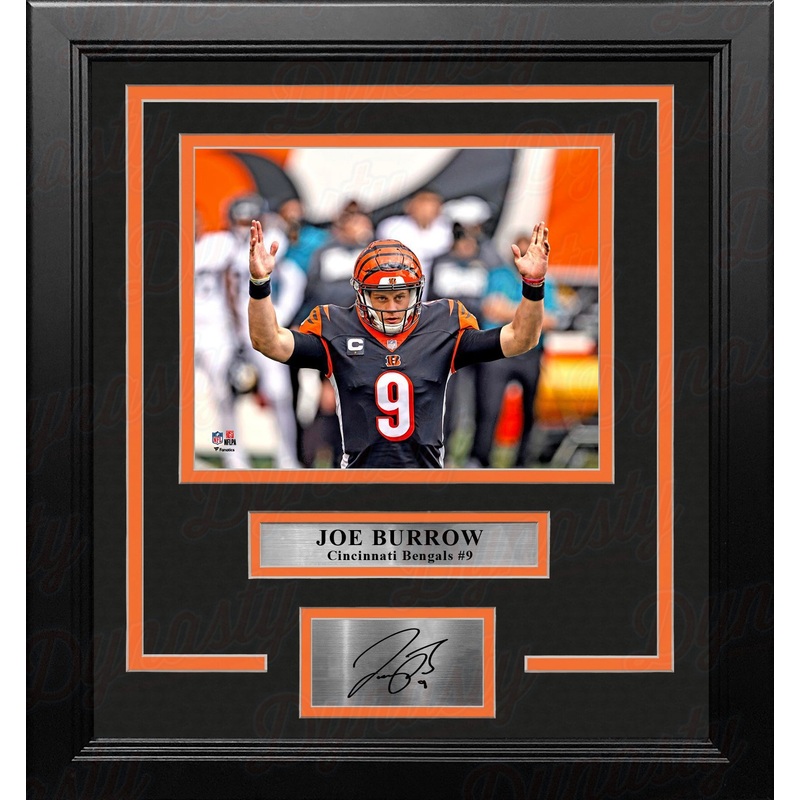 Joe Burrow Arms Up Cincinnati Bengals 8" x 10" Framed Football Photo with Engraved Autograph