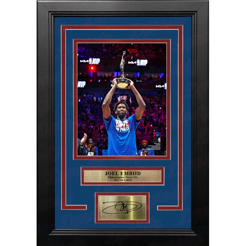 Joel Embiid 2023 MVP Trophy Philadelphia 76ers 8" x 10" Framed Basketball Photo with Engraved Autograph