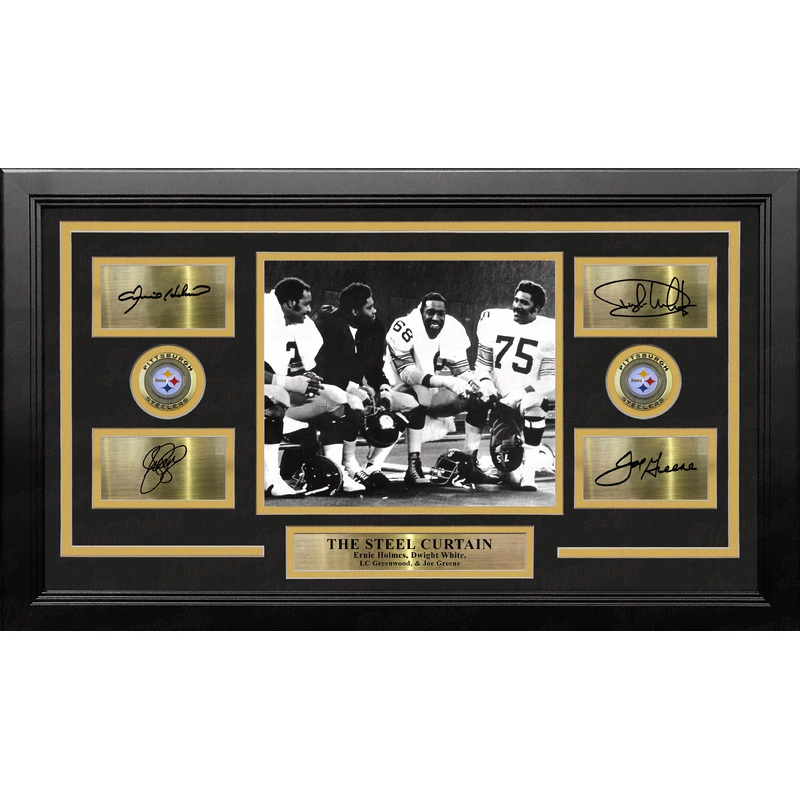 The Steel Curtain on the Bench Pittsburgh Steelers 8" x 10" Framed Football Photo with Engraved Signatures