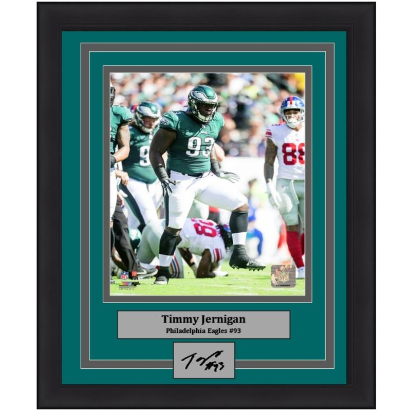 Timmy Jernigan in Action Philadelphia Eagles Framed Football Photo with Engraved Autograph