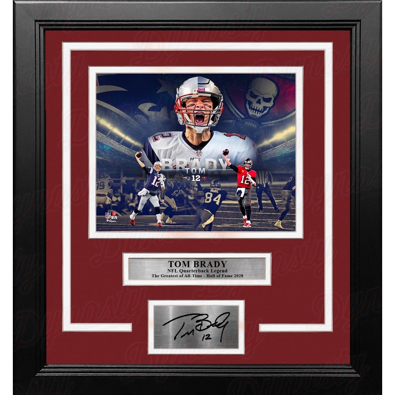 Tom Brady New England Patriots & Tampa Bay Buccaneers 8x10 Framed Photo with Engraved Autograph