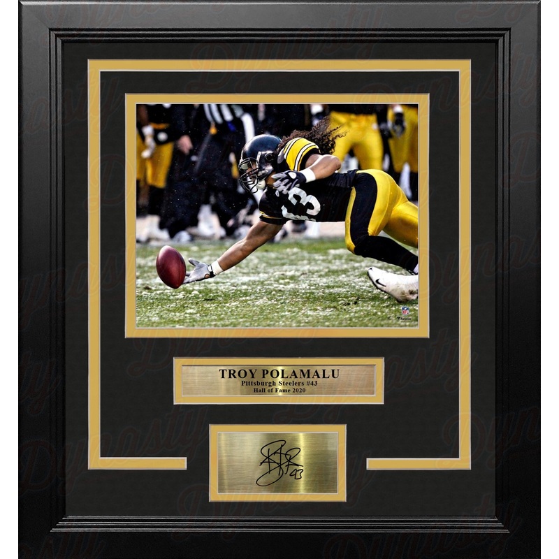 Troy Polamalu Fingertip Catch Pittsburgh Steelers 8" x 10" Framed Football Photo with Engraved Autograph
