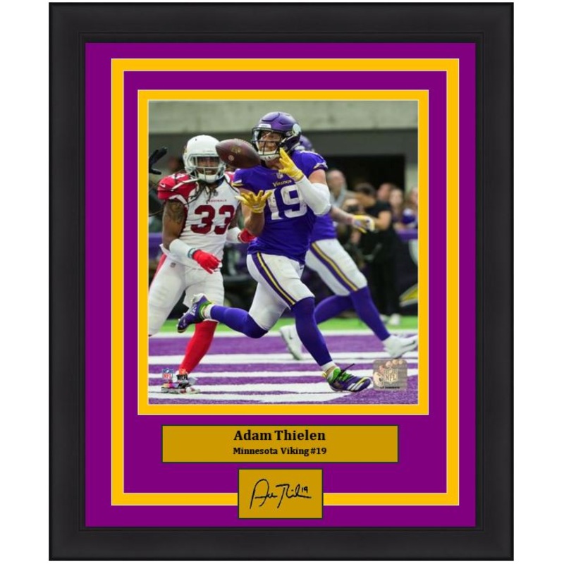Adam Thielen Touchdown Catch Minnesota Vikings 8x10 Framed Football Photo with Engraved Autograph