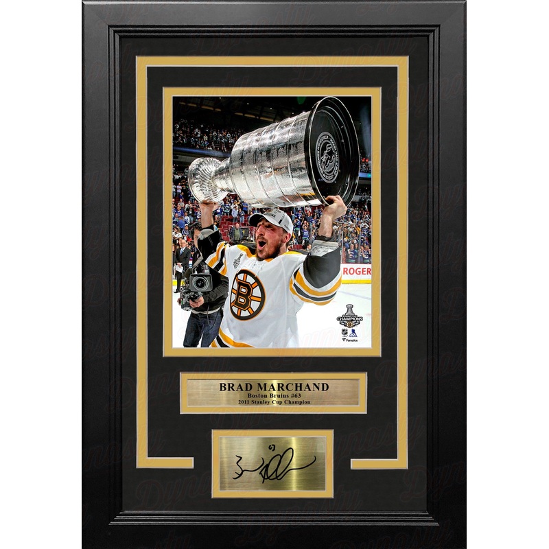 Brad Marchand 2011 Stanley Cup Trophy Boston Bruins 8" x 10" Framed Hockey Photo with Engraved Autograph