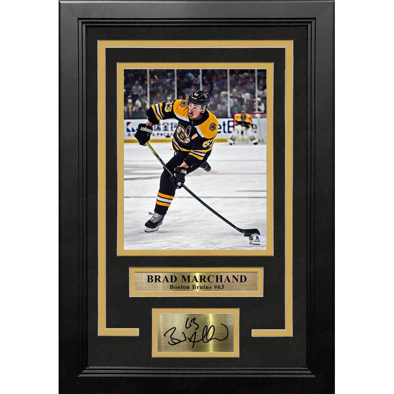 Brad Marchand in Action Boston Bruins 8" x 10" Framed Hockey Photo with Engraved Autograph