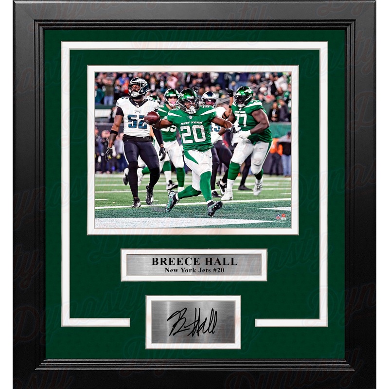Breece Hall Touchdown Celebration New York Jets 8x10 Framed Football Photo with Engraved Autograph