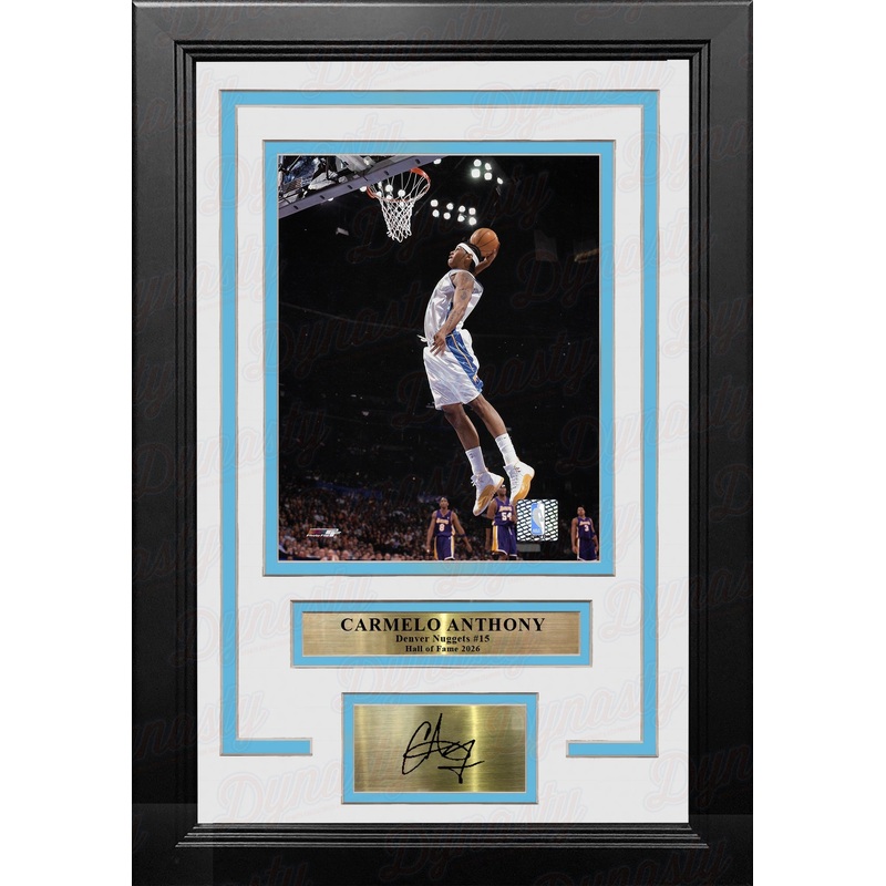 Carmelo Anthony Slam Dunk Denver Nuggets 8x10 Framed Basketball Photo with Engraved Autograph
