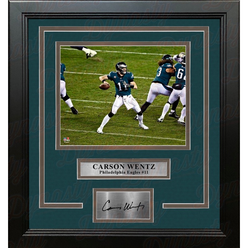 Carson Wentz in Action Philadelphia Eagles 8" x 10" Framed Football Photo with Engraved Autograph