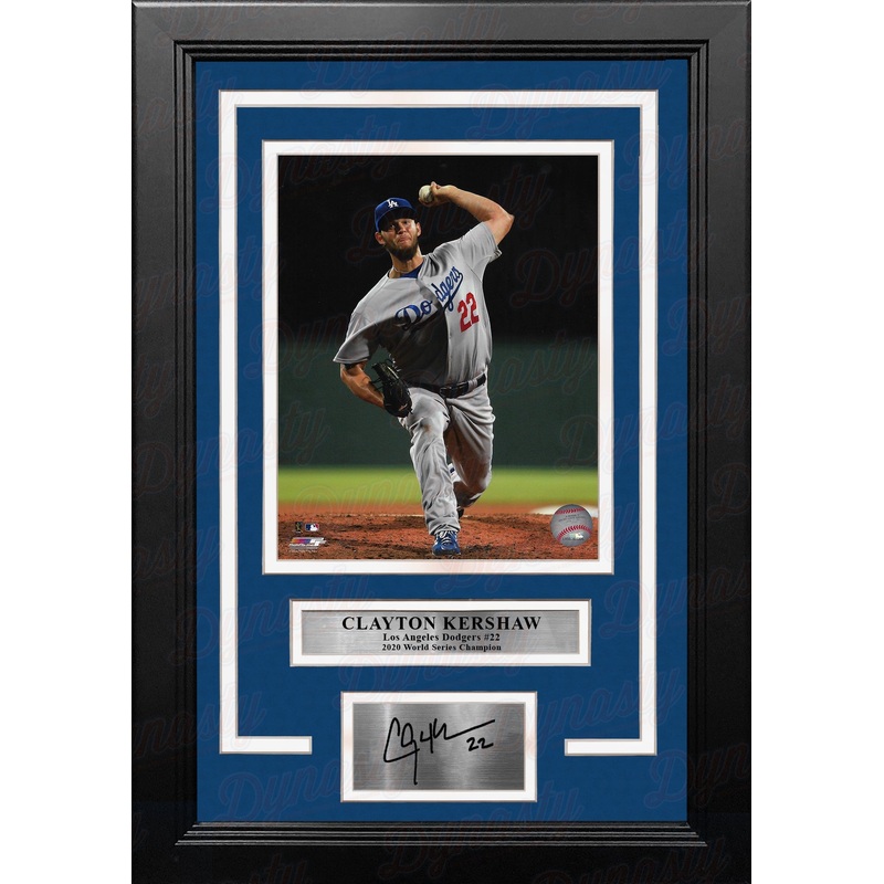 Clayton Kershaw in Action Los Angeles Dodgers 8" x 10" Framed Baseball Photo with Engraved Autograph
