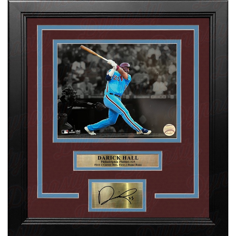 Darick Hall First Home Run Philadelphia Phillies 8x10 Framed Baseball Photo with Engraved Autograph